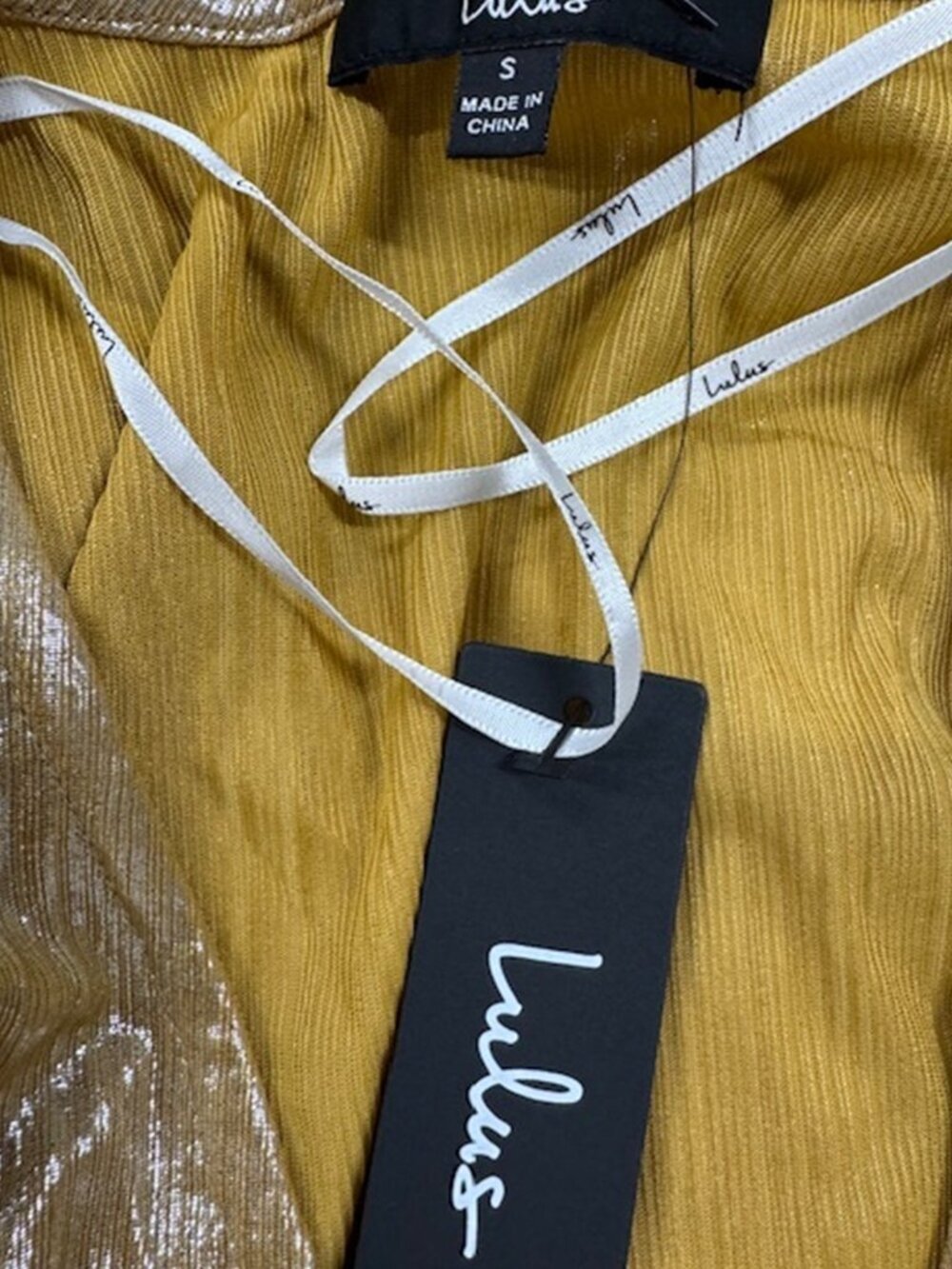 Lulus Shining Beauty Metallic Gold Long Sleeve Top NWT - Picture 7 of 9